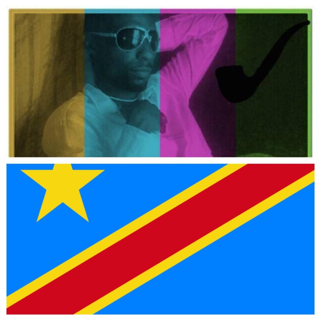 A photo collage of a performer and a flag of the Democratic Republic of Congo